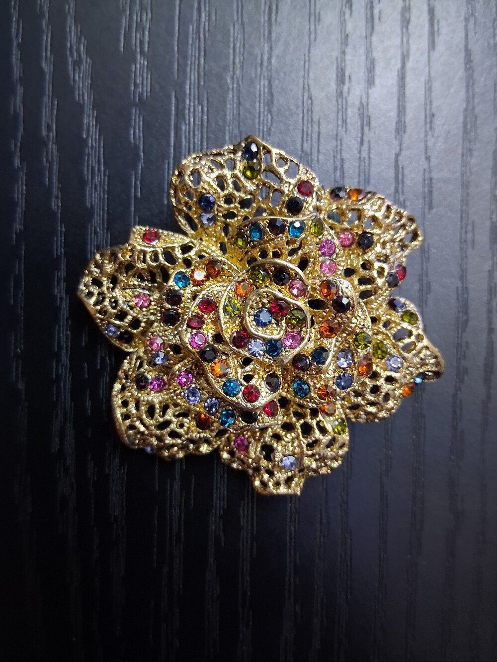Gold Multicolor Floral Brooch